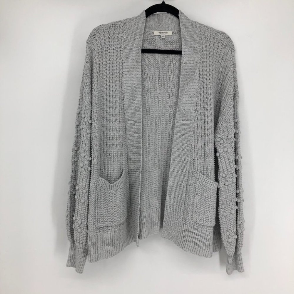 Madewell Grey Bobble Cardigan / Open front Sweater in Cool Fog Long sleeve S - Picture 2 of 16
